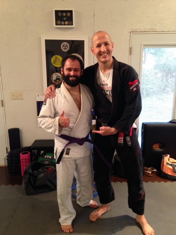 Purple Belt from Steve Haydock. Steve introduced me to Gracie Jiu Jitsu, specifically Rickson Gracie Jiu Jitsu.  He is responsible for teaching me the basics and fundamentals of Gracie Jiu Jitsu.  I owe my foundation to Steve.  He really helped me understand the need for depth of techniques rather than breadth. - Photo 1